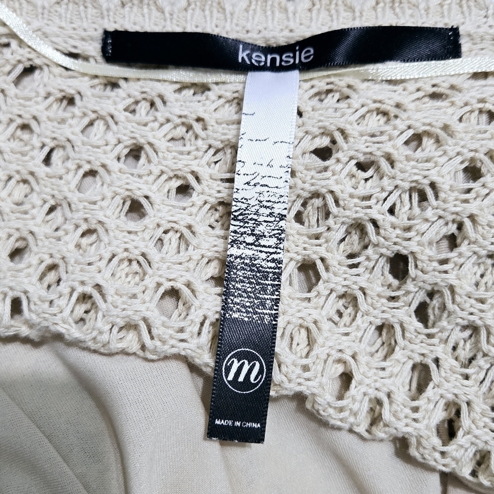 Kensi Lined Cream Crochet Sleeveless Summer Midi Dress Size Medium - Picture 11 of 11